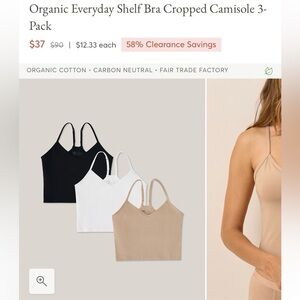 Organic Everyday Shelf Bra Cropped Camisole 3-Pack